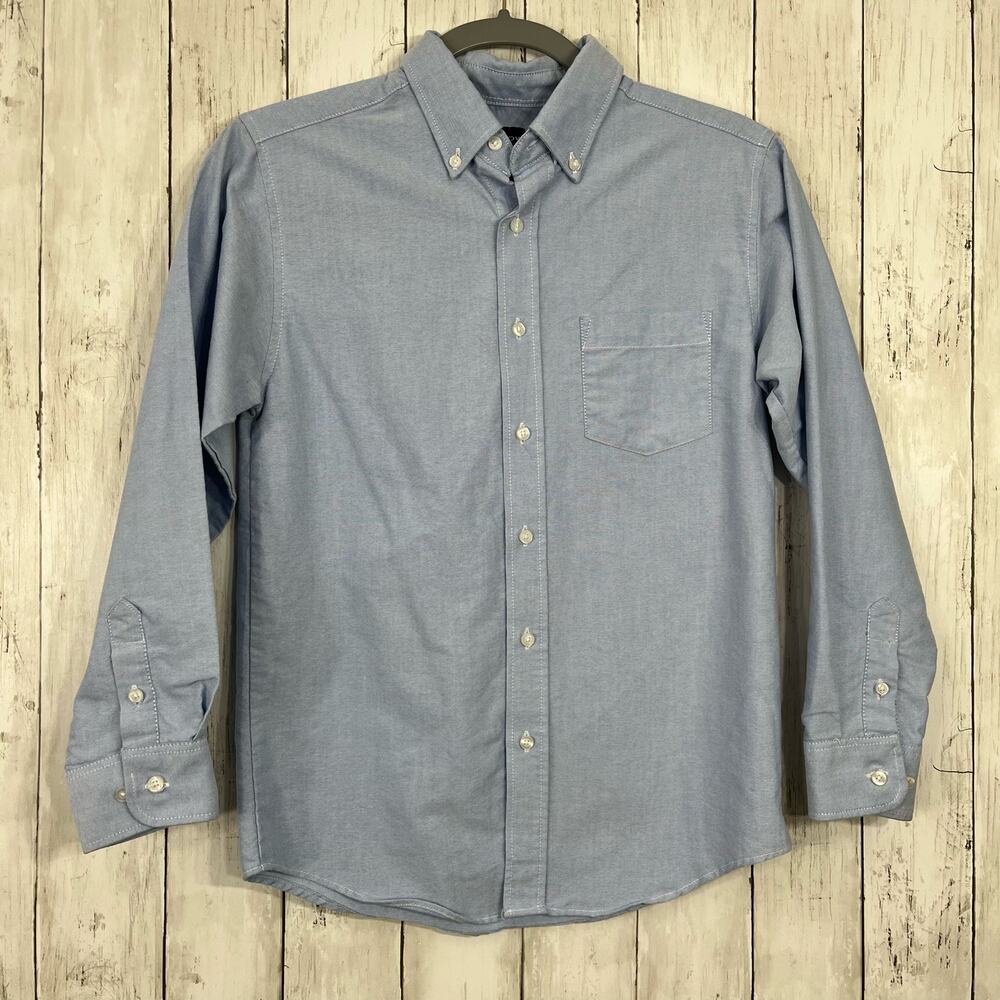 Arrow Boys Blue Long Sleeve Collared Button Up Dress School Uniform Shirt 14